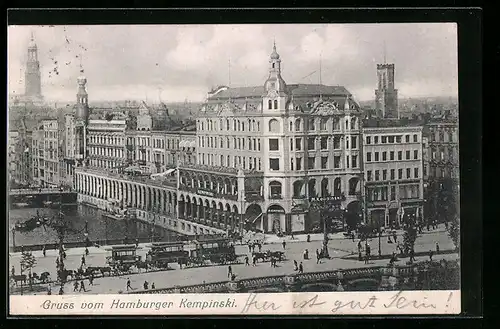 AK Hamburg-Neustadt, Hotel Kempinski mit Strasse aus der Vogelschau
