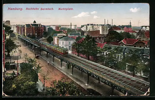 AK Hamburg-Barmbeck, Hochbahn Barmbek, Marktplatz