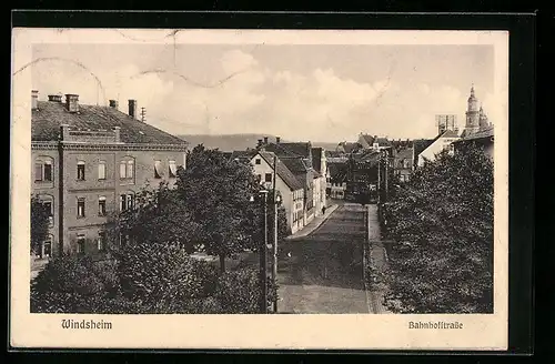 AK Windsheim, Bahnhofstrasse, von oben gesehen