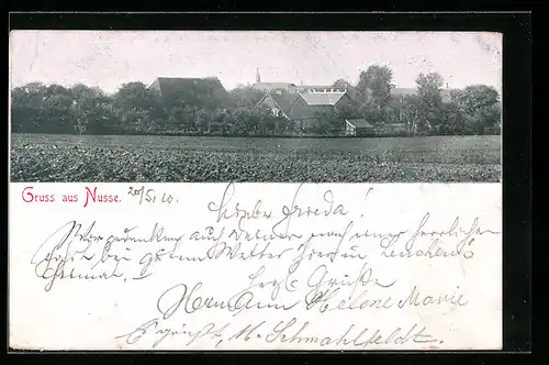 AK Nusse, Ortspanorama mit Feldern