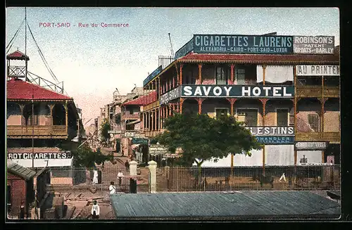 AK Port-Said, Rue du Commmerce, Savoy Hotel
