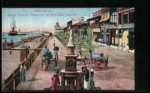 AK Port-Said, Queen Victorias Statue and office Suez Canal Co.