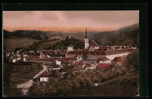 AK Heiligenkreuz, Panorama mit Kloster