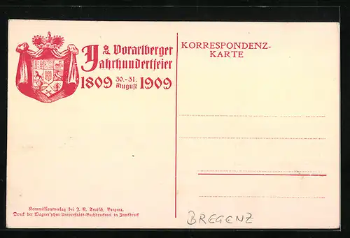 Künstler-AK Bregenz, Vorarlberger Jahrhundertfeier 1809-1909, Historischer Festzug, 5. Hauptgruppe, Die Minnesängerzeit