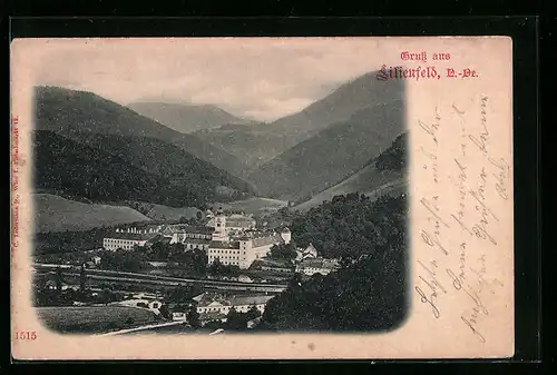 AK Lilienfeld /O.-Oe, Ortspartie mit Kloster