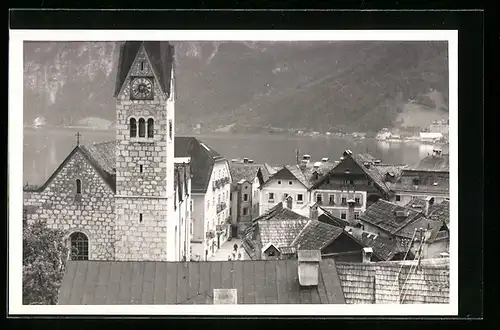 AK Hallstatt, Ortsansicht mit Kirche