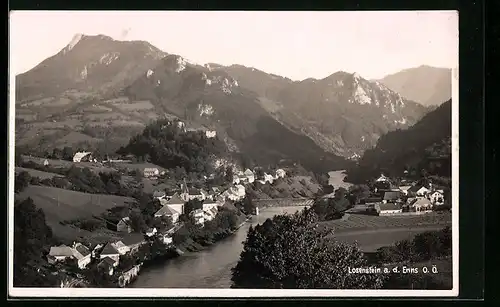 AK Losenstein a. d. Enns, Gesamtansicht gegen die Alpen