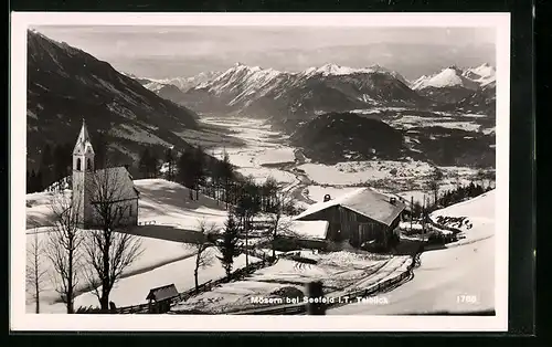 AK Mösern bei Seefeld i. T., Talblick im Winter