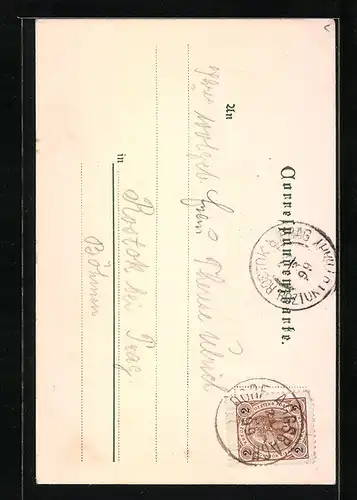 Lithographie Dürnstein, Blick zur Ruine