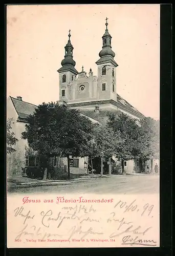 AK Maria Lanzendorf, Blick auf die Kirche