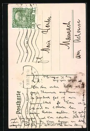 AK Hötting, Ortsansicht mit Kirchturm