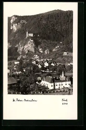 AK Sankt Peter-Freienstein, Ortsansicht aus der Vogelschau