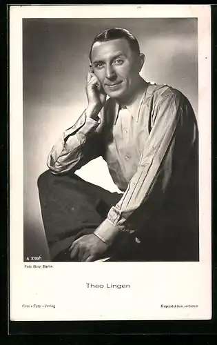 AK Schauspieler Theo Lingen im Oberhemd