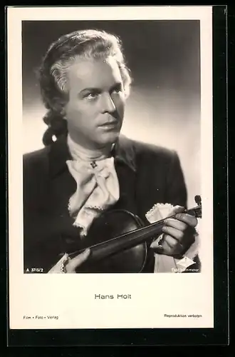 AK Schauspieler Hans Holt im Kostüm mit Geige