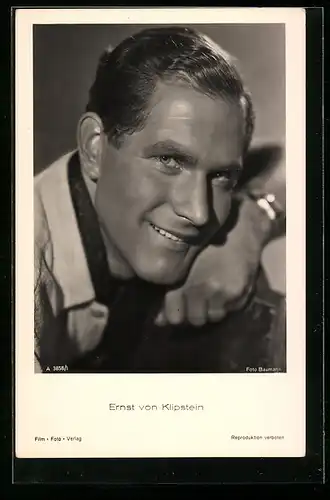 AK Schauspieler Ernst von Klipstein freundlich lächelnd
