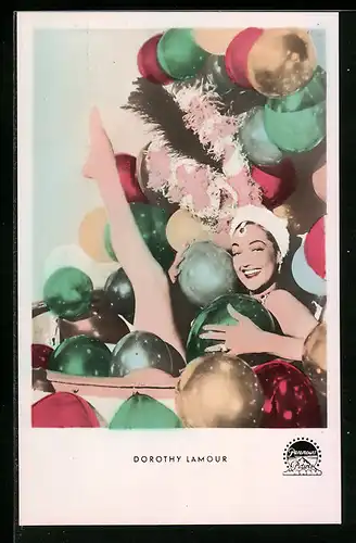 AK Schauspielerin Dorothy Lamour mit Ballons badend