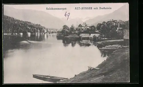 AK Alt-Aussee, Ortsansicht mit Dachstein