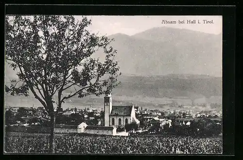 AK Absam bei Hall i. Tirol, Ortsansicht aus der Vogelschau