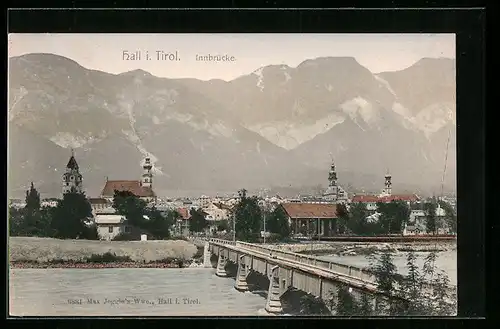 AK Hall i. Tirol, Ortsansicht mit Innbrücke