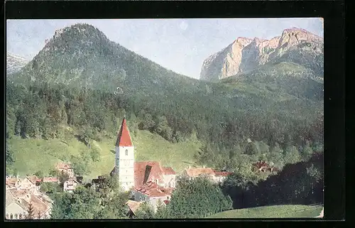 AK Bad Aussee, Ortsansicht mit Tressenstein und Trisselwand