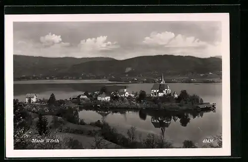 AK Maria Wörth, Ortsansicht aus der Vogelschau