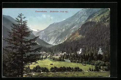 AK Böckstein a. d. Tauernbahn, Ortsansicht mit Bergpanorama