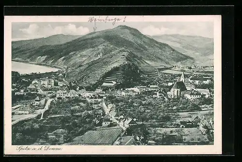 AK Spitz a. d. Donau, Teilansicht aus der Vogelschau