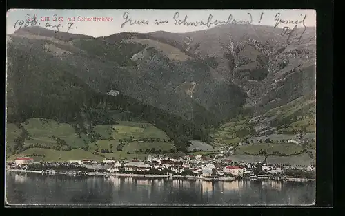 AK Zell am See, Ortsansicht mit Schmittenhöhe