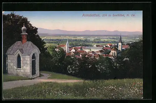 AK Amstetten, Totalansicht mit Kirche und Kapelle