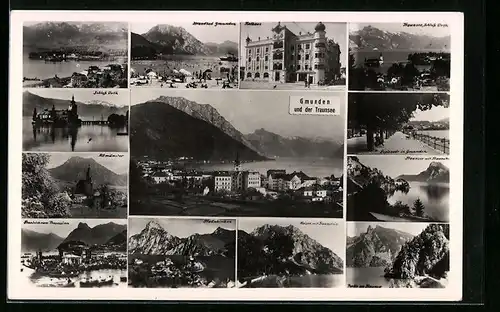 AK Gmunden am Traunsee, Ortsansicht, Rathaus, Franziskaner Prozession