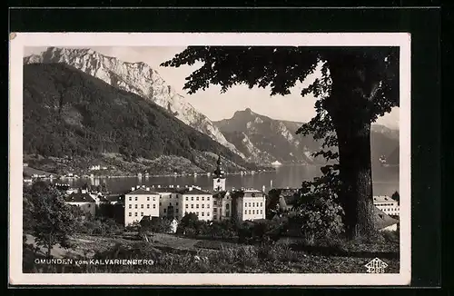 AK Gmunden, Ortsansicht vom Kalvarienberg