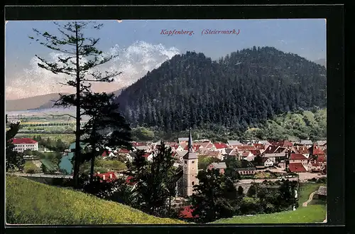 AK Kapfenberg, Ortsansicht von einer Anhöhe aus
