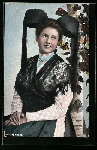 AK Markgräflerin in Schwarzwälder Tracht
