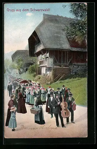 AK Dorfmusik mit Tracht von Schnellingen, Schwarzwälder Tracht