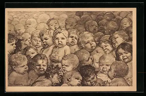 AK Deutschlands Zukunft, Kleinkinder, Gemälde