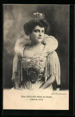 AK Paris, Elisa Gaillard, Schönheitskönigin 1910