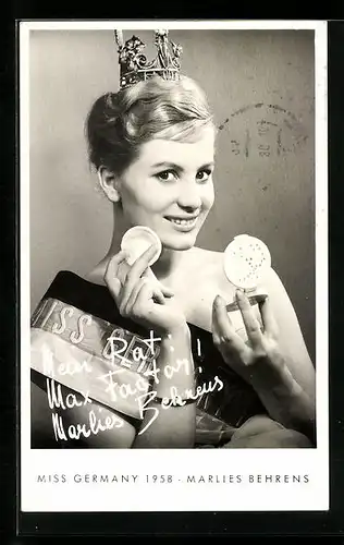 AK Marlies Behrens, Miss Germany 1958, Schönheitskönigin