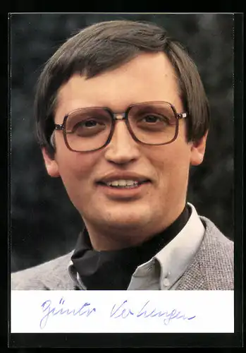 AK BRD, Günter Verheugen, Generalsekretär der F.D.P., Autogramm