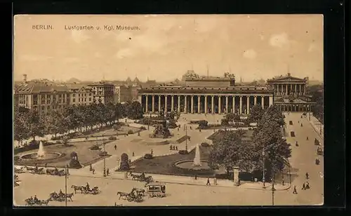 AK Berlin, Lustgarten und Museum mit Strasse aus der Vogelschau