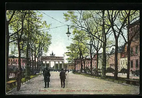 AK Berlin, Unter den Linden mit Brandenburger Tor