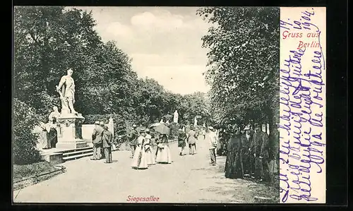 AK Berlin-Tiergarten, Siegesallee mit Flaneuren