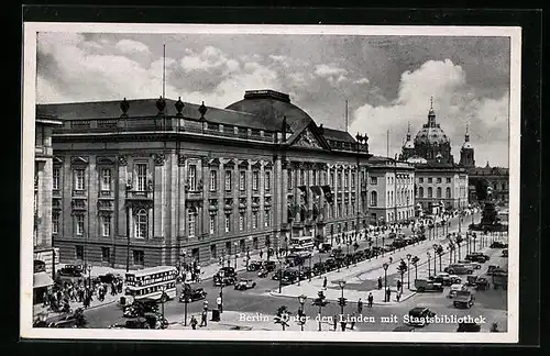 AK Berlin, Unter den Linden mit Staatsbibliothek