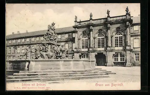 AK Bayreuth, Schloss mit Brunnen