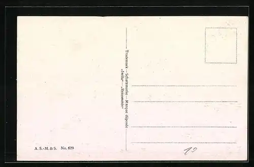 Ölgemälde-Imitations-AK Imita / A.S.-M. Leipzig Nr. 629: Uferlandschaft mit Ruine am Abend