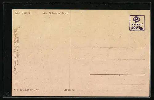 Ölgemälde-Imitations-AK Imita / A.S.-M. Leipzig Nr. 0269: Frau abends am Schwanenteich