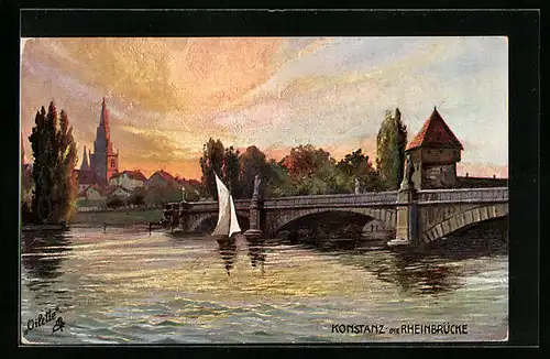 Künstler-AK Raphael Tuck & Sons Nr. 685 B: Konstanz, Die Rheinbrücke