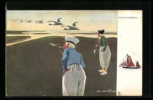 Künstler-AK Raphael Tuck & Sons Nr. 763: Leaving the Dutch, Holländer und fliegende Gänse