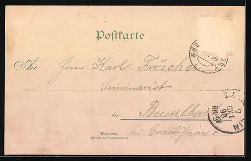 Lithographie Grossaltdorf / Vellberg, Ortsansicht, Kirche u. Schule, Conditorei Votteler