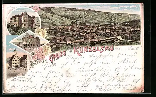 Lithographie Künzelsau, Seminar, Post, Rathaus