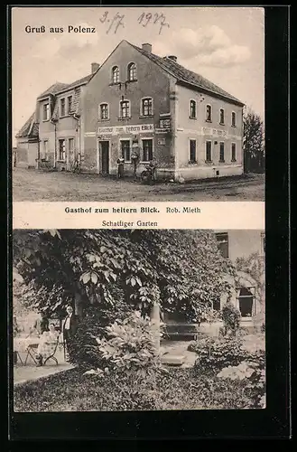 AK Polenz, Gasthof zum heitern Blick, Garten